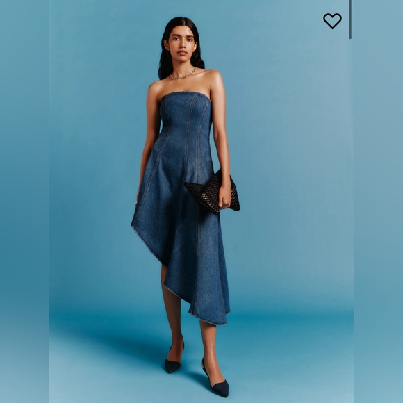 NWT Reformation Malina Denim Strapless Dress in Laguna Size 6 $218 - Picture 2 of 11